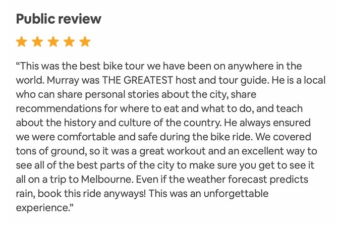 Famous Melbourne City Bike Tour - Laneways, arcades, and street art
