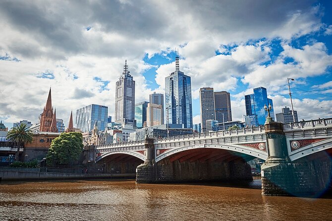 The Melbourne skyline across the Yarra at dusk