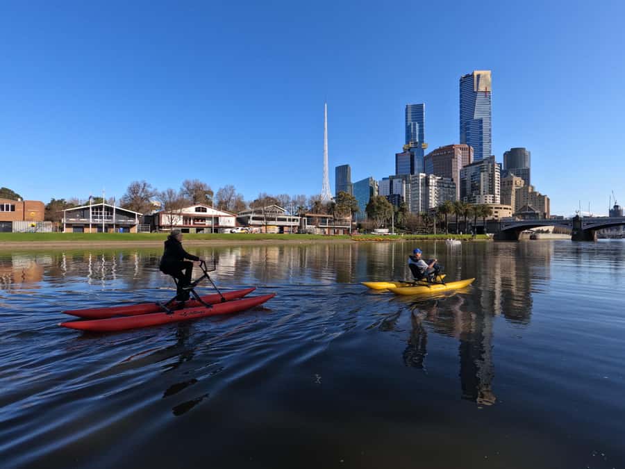 Yarra River, Melbourne Waterbike Tour - Under Princes Bridge toward Federation Square